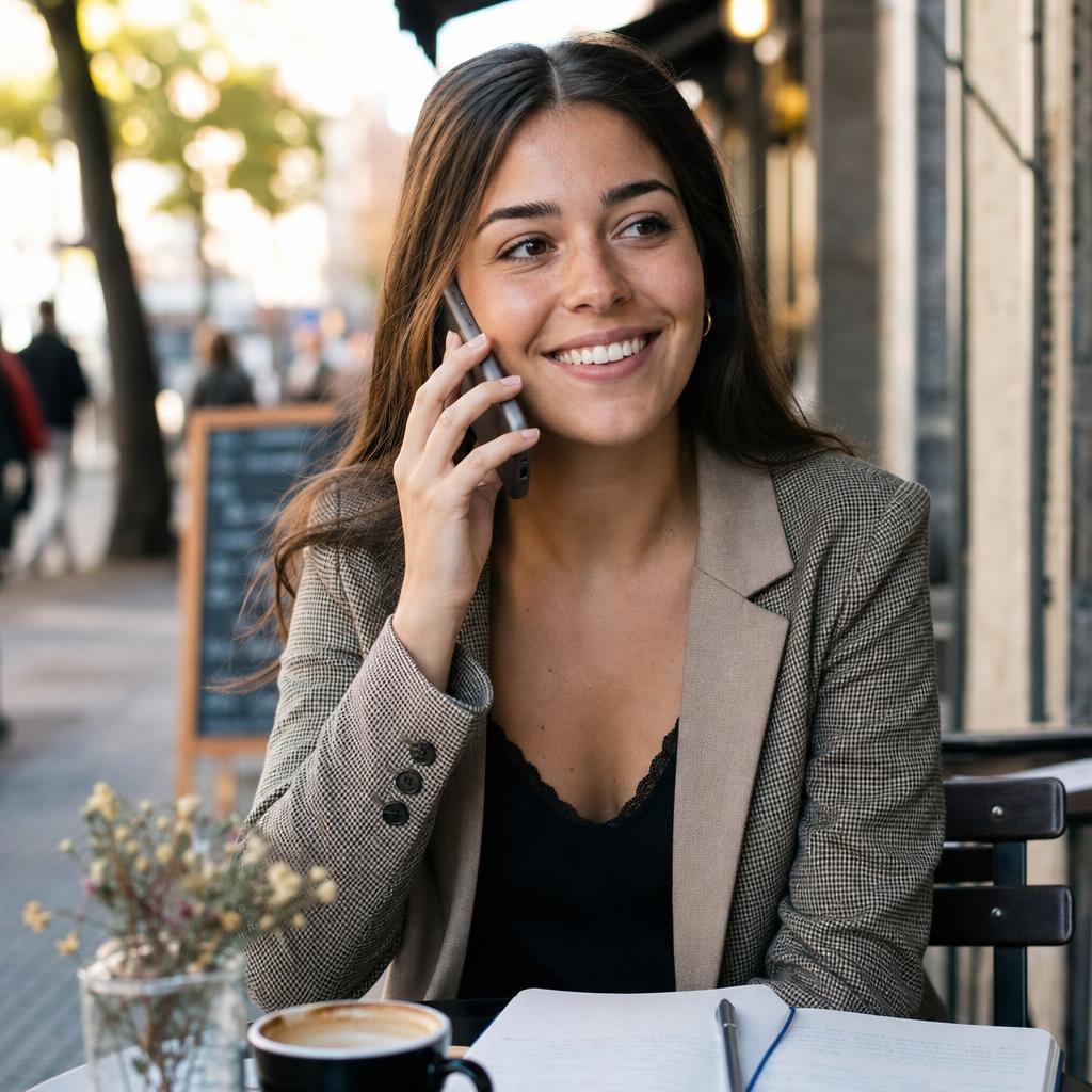Clienta llamando por teléfono para reservar mesa